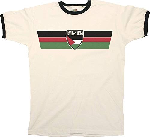 Cebirna Mens Palestine Retro Strip Patriotic Ringer T-Shirt