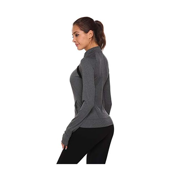 HOTLOOX Women’s Slim Fit Yoga Workout Jacket Full Zip Thumb Hole
