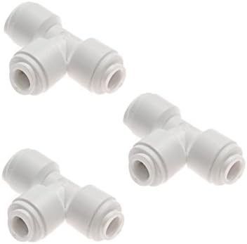 Avanti 1/4 3-way Union Tee Fitting for drinking water filter RO reverse osmosis - 1/4 x 1/4 x 1/4 tubes, quick-connect fittings - QF-UT04x3 (Pack of 3)