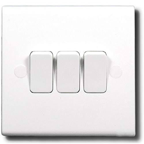 Deta S1205 Slimline Triple Light Switch 3 Gang 1 or 2 way 10amp SP