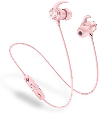 HEMRLY Sports Bluetooth Headphones with Microphone, Magnetic Wireless Earbuds Lightweight Earphones, Noise Cancelling HiFi Inear Sweatproof Headphones for Workout, Running, Jogging - Pink
