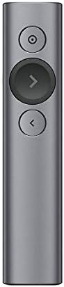Logitech Spotlight Wireless Presentation Remote, 2,4 GHz en Bluetooth, USB- Receiver, Digitale Laser Pointer, 30-Meter werkingsbereik, Dual Connectivity, Timer, PC/Mac/Android/iOS - Grijs