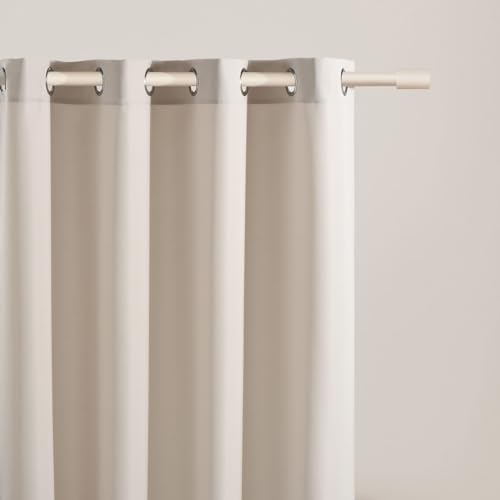 Room99 Aura Curtain 140 x 260 cm with Silver Eyelets, Light Beige, Matte Fabric, Easy Assembly and Maintenance