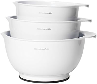 Classic White Mixing Bowls (Set of 3) by KitchenAid, 10x11x6, KC175OSWHA, made of Plastic ABS