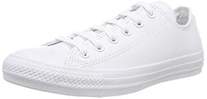 Image of Converse Unisex Chuck Taylor All Star Ox Low Top Classic White Leather Sneakers - 12 B(M) US Women / 10 Men D(M) US Men