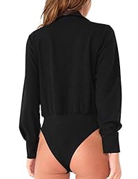 Vetinee - Body de manga larga con cuello en V para mujer