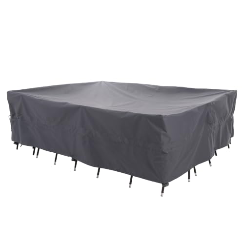 WJ-X3 Large Grey Patio Furniture Cover,108W x 84D x 31H Inch - Waterproof, UV & Wind-Resistant, Anti-Fade, Perfect for Outdoor Table & Chair Sets