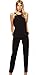 Amoin Women's Black Sleeveless High Street Jumpsuit