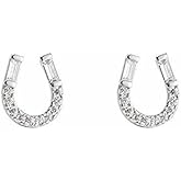 20g Minimalist Horseshoe Earrings 925 Sterling Silver Crystal Small Stud Cartilage Earring for Women Hypoallergenic Cute CZ Love U Piercing Jewelry Dainty Valentine Birthday Jewelry Gifts