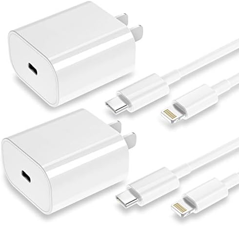 20W PD Fast iPhone Charger 2-Pack [Apple MFi Certified] Type C Power Wall Charger with 6FT USB C to Lightning Cable Compatible iPhone 12/12 Mini/12Pro/12 Pro Max/11/11 Pro Max/Xs Max/XR/X, iPad