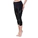 ONGASOFT High Waisted Yoga Capri Mesh Leggings for Women Soft Stretchy Running Workout Cropped Pants Black