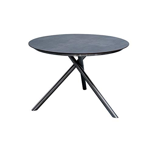 Ploß Carlos Dining-Tisch, Anthrazit-Mamoriert, Edelstahl/HPL, 110x110 cm, Kreuzfuß, robust, rund – Bild 2