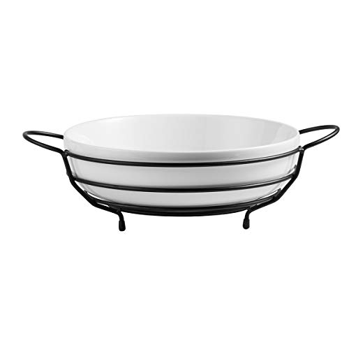 Porcelain Large Serving Bowl with Stand Creamic Serving Bowl with Fruit basket Bowl Perfect for Kitchen, Dinning Room Countertops and Table - Thumbnail 7
