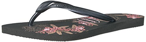 Havaianas Women's Slim Organic Sandal Flip Flop, Black/Dark Grey, 39 BR/9/10 W US