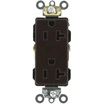 Leviton 16362 20-Amp, 125-Volt, Decora Plus Duplex Receptacle, Straight Blade, Industrial Grade, Self Grounding, Brown