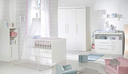 roba Zimmerset 'Maren', inkl. Kombi-Bett 70 x 140 cm, Wickelkommode breit & Schrank 3-türig WeiÃ