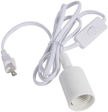 SKYGROWPARD Pendant Hanging Lantern Cord Cable with E26/E27 Socket &amp; On/ Off Switch,5.9Ft Hanging Lantern Cord Cable(White)