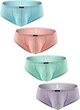 iKingsky Men's Cotton Boxer Briefs Underwear Sexy Low Rise Men Pouch Boxer Shorts (US Medium/With Tag L, 4 Pack)
