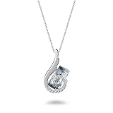 JOUDOO Crystal 16K Gold Woman Diamond Necklace Pendent Stone Inlaid Chain Gifts (Platinum)