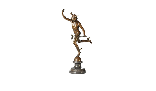 Amazon Com Toperkin Bronze Mercury Statue Myth Male Sculpture Metal Decor Marble Base Tpe 445 Home Kitchen
