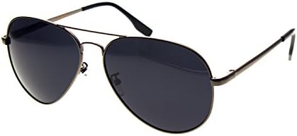 Zacway Polarized Spring Hinges Metal Aviator Sunglasses UV400 58mm (Gunmetal Frame/Grey Lens, 58)