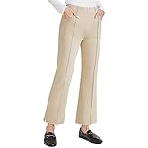 G4Free Women's Flare Yoga Pants with Pockets Bootcut Dress Pants Stretchy Work Pants High Waist Business Casual 4 Way Stretch (Khaki,XL,27")