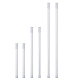 Shappy 6 Pieces Tension Rods Spring Rods for Curtains Bathroom Rods Tension, 3 Sizes Included, White