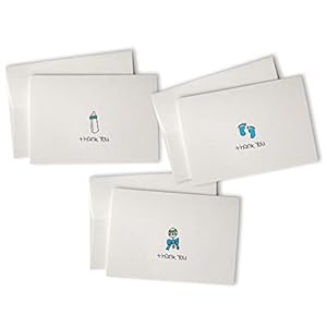Blue Baby Thank You Cards Collection – 24 Cards with Envelopes & Colorful Sticker Seals