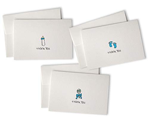 Blue Baby Thank You Cards Collection – 24 Cards with Envelopes & Colorful Sticker Seals