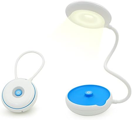 Brighome LED Portable Desk Lamp, Dimmable 3-Level Brightness Adjustable Touch Sensitive Control Table Lamps, USB Rechargeable, Flexible Neck, Cordless Night Light for Bedside, Reading , Kids (Blue)