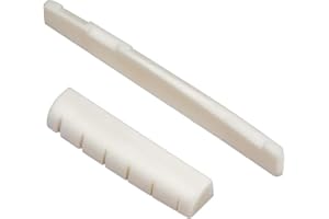 Amaezorx 2Pcs Real Bone Guitar Bridge Saddle and Nut – Durable Slotted Bone Saddle & Nut Set for LP Style Electric Guitar & F