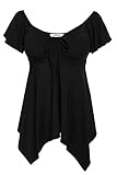 Meaneor Women's Low Cut Deep V-neck Plus Size High Low Asymmetric Slimming Top