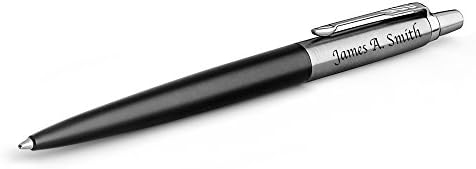 Engraved / Personalized Parker Jotter Core 'Bond Street Black/Chrome Trim' Ballpoint Pen - Custom Engraving 1953184 (Bond Street Black CT)