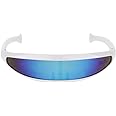 JDD Novelty Futuristic Sunglasses Mirror Monoblock Glasses Costume, Blue
