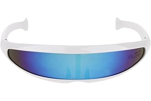 JDD Novelty Futuristic Sunglasses Mirror Monoblock Glasses Costume, Blue