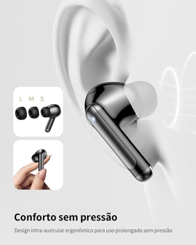 Fones de Ouvido Bluetooth 5.3 Fones de Ouvido Sem Fio 42 Horas de Reprodução Fones de Ouvido Esportivos com IPX5 à Prova d'Água Fones de Ouvido de Graves Profundos para iOS Android, Preto