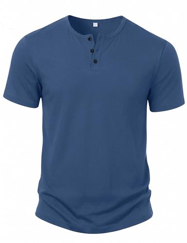 iClosam Men's Short-Sleeved Henley T-Shirt, Slim Fit Elastic Cotton, Basic Casual for Summer, Daily and Going Out with Plain Style