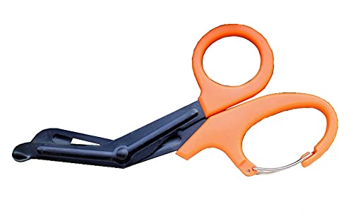 EMT and Trauma Shears, Titanium Bandage Shears 18CM Bent Stealth Black, Outdoor, Camping, HikingStudents, Emergency Room (Orange)
