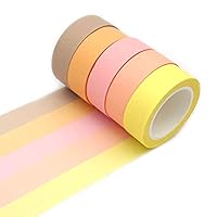 ERCENTURY Washi Masking Tape Set, Assorted 5 Rolls, Decorative Writable Tape, for Fun DIY Art Supplies, Scrapbooking Crafts Wrapping (Yellow-Toned)