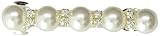 Caravan Traditional Auto Barrette Decorated With Five (5) Pearls And Crystal Rhinestones