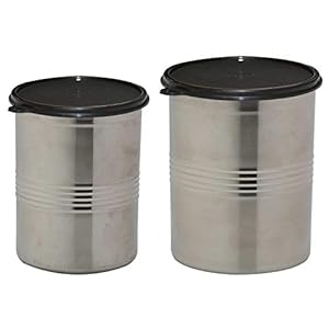 Signoraware Modular Steel Container Round 1500ml+2000ml, Set of 2, Black