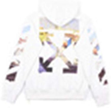 Denming Off OW White Zipper Hoodie Men and Women Casual Oil Painting Sweater Coat