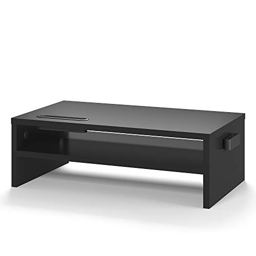 BONTEC Supporto per Monitor in Legno, Supporto per Monitor da Scrivania con Supporto per Smartphone e Gestione dei Cavi…