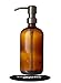 Industrial Rewind Amber 8oz Glass Soap Dispenser with Gun Metal Bronze Soap Pump - Soap or Lotion Bottle