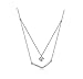 Sterling Silver Layered Cubic Zirconia V Bar Mininalist Pendant Necklace