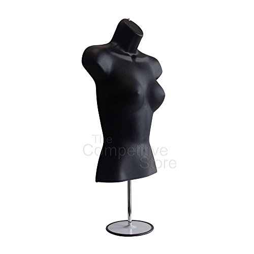 EZ-Mannequins Male and Female Mannequin Torso with Stand, Dress Form Hollow Back Body Tshirt Display, w/Metal Base for Counter Top, Craft Shows, Photos or Design, Easy to Assemble or Store, S-M Size