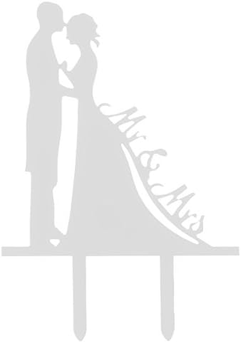 White Acrylic Cake Topper For Engagement Mr and Mrs on bride's Wedding Dress