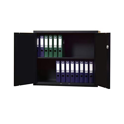 Metal Office File Cabinet 30 inch Height,Lockable Swing DoorTwo Layer Steel Cupboard with Two Layer (Black, HF-760) - Thumbnail 4