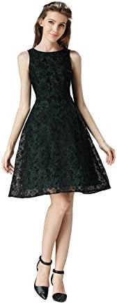 Little Smily Women's Summer Textured Lace Fit and Flare Skater Cocktail Party Dress