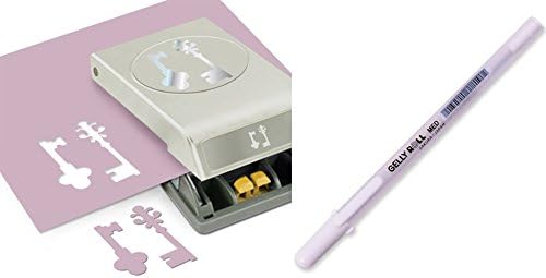 Bundle, 2 Items : EK Tools Vintage Keys Punch - Large + Sakura Gelly Roll White Gel Pen